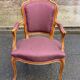 Louis XV armchair in solid wood and burgundy fabric