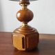 Vintage 70s salon lamp made of turned and sculpted oak wood.