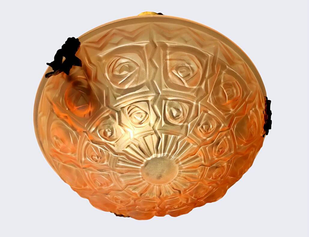 Art deco basin lamp 1925 noverdy france "registered design" and bronze mount