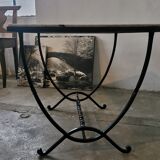 Marble and wrought iron coffee table