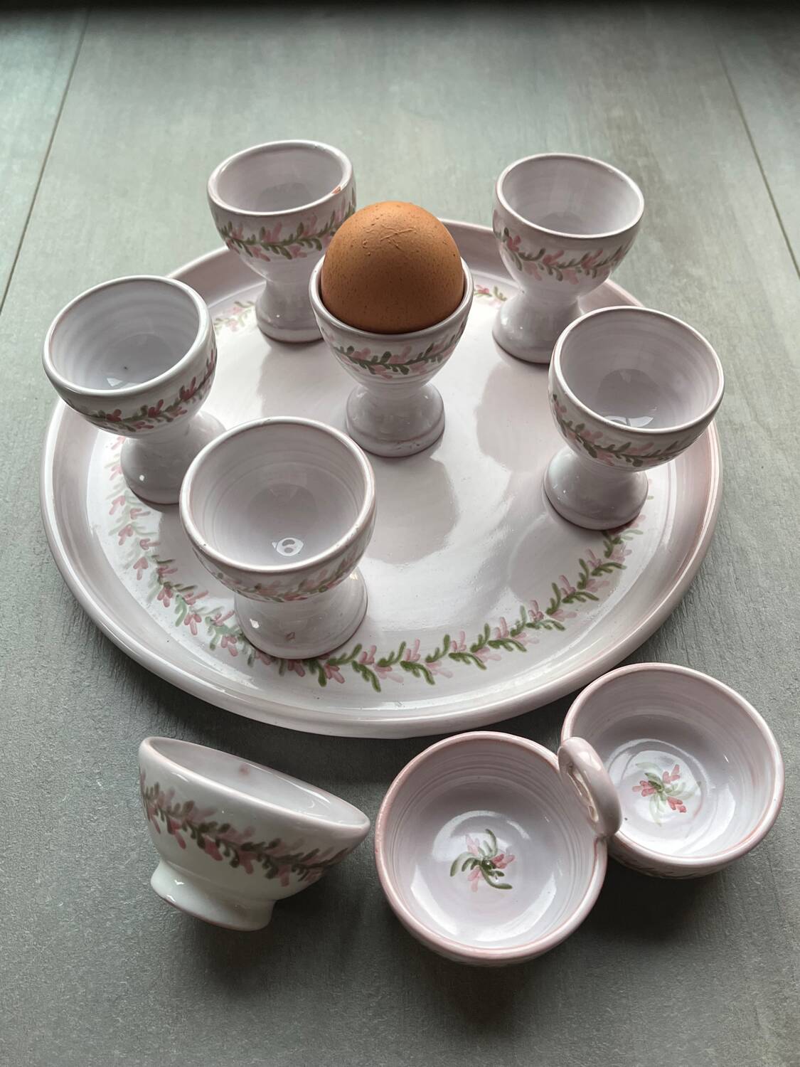 Egg cups, 9-piece service by Michel Spire