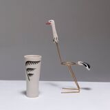 Tall ostrich earthenware mug, 1960s