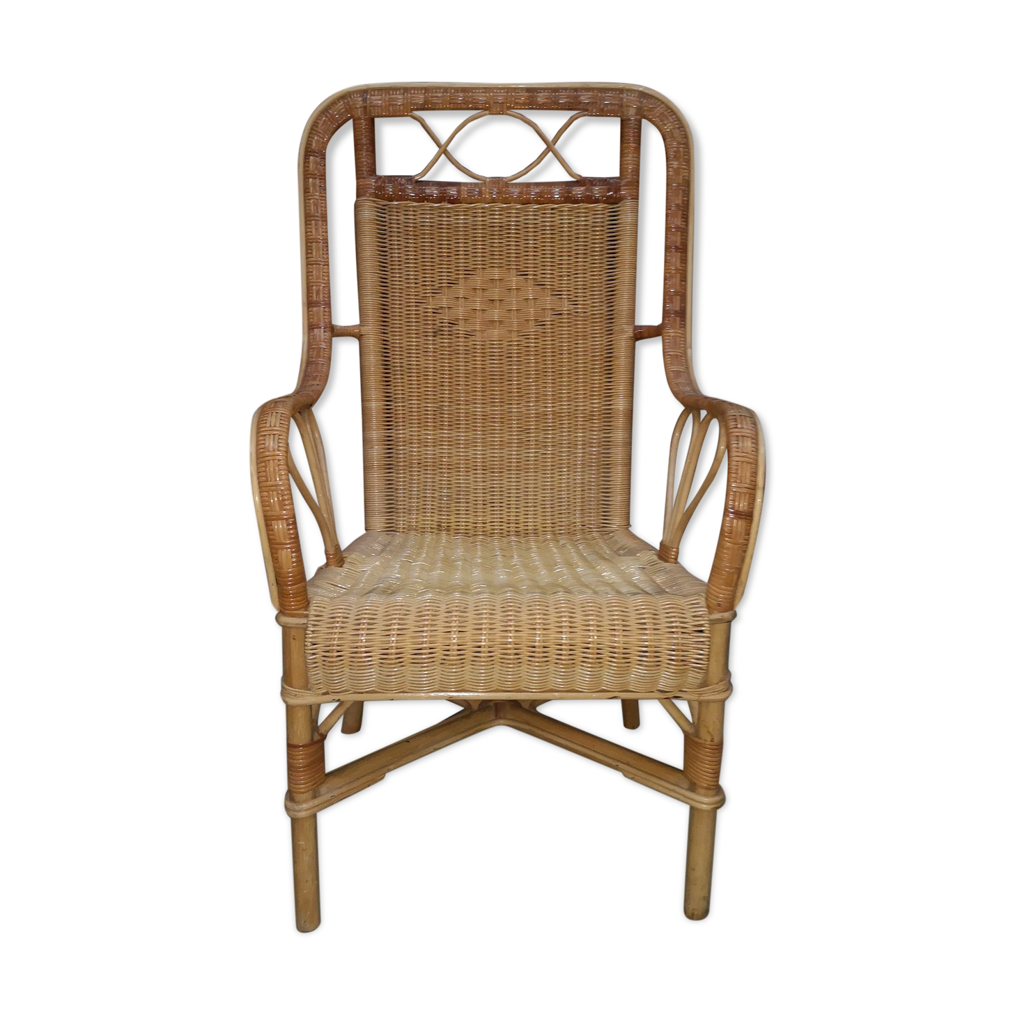 vintage bamboo rattan armchair 1960