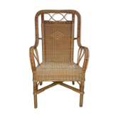Fauteuil rotin bambou vintage 1960