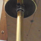 Italian hanging lamp in brass opaline and teak from the 70s