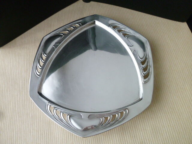 Art Deco Style silver metal presentation tray