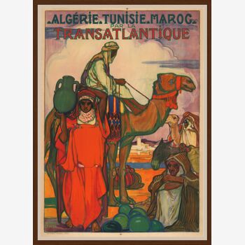 Affiche Transatlantique Algérie, Tunisie, Maroc