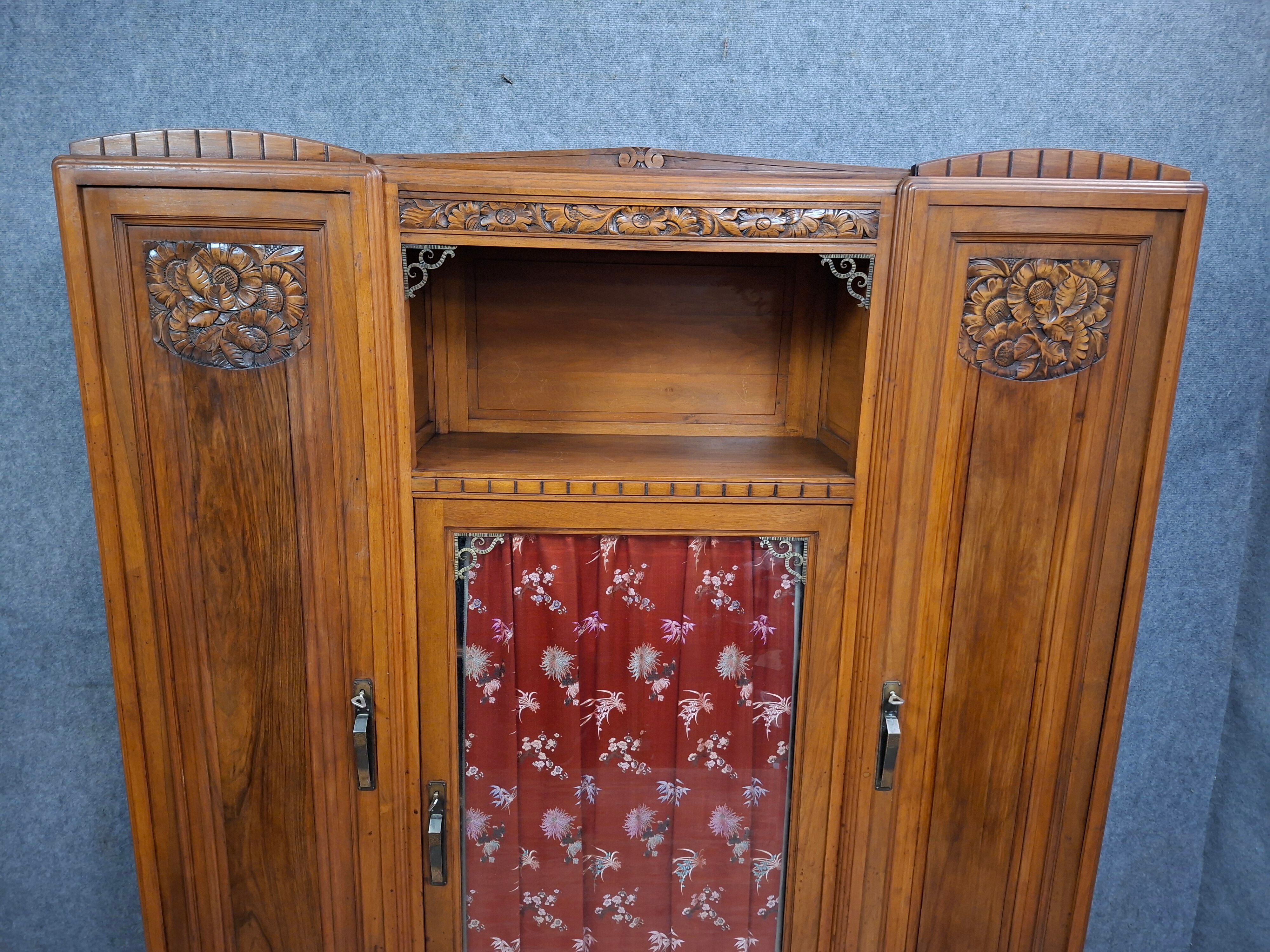 Art Deco library in carved walnut, circa 1930