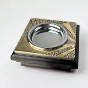 Brutalist wood and resin ashtray, Italy, 1980s