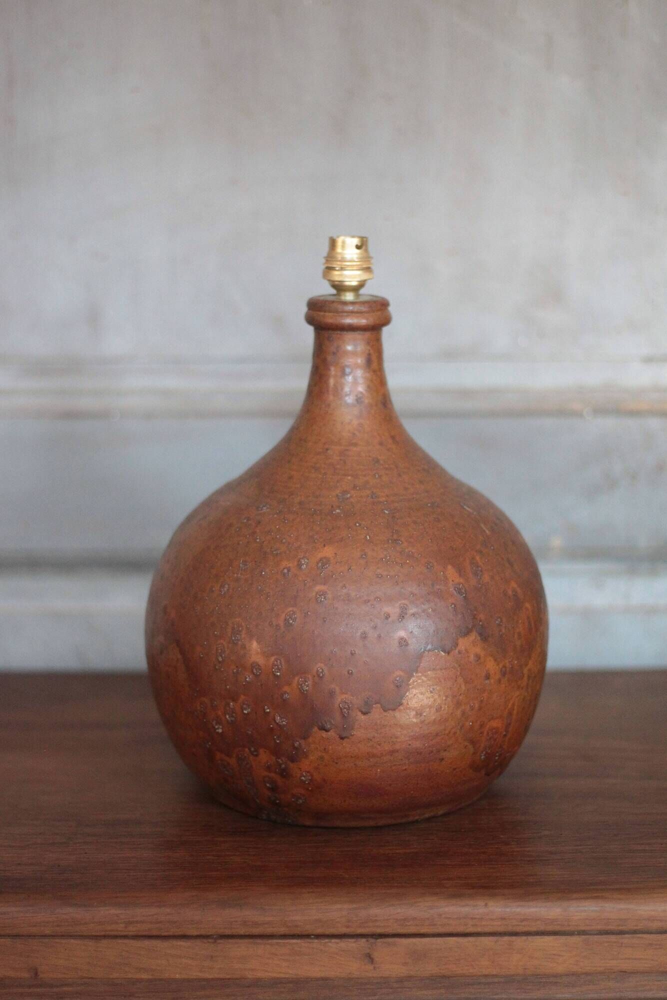 Vintage terracotta lamp, vintage lamp base, living room lamp, brown lamp
