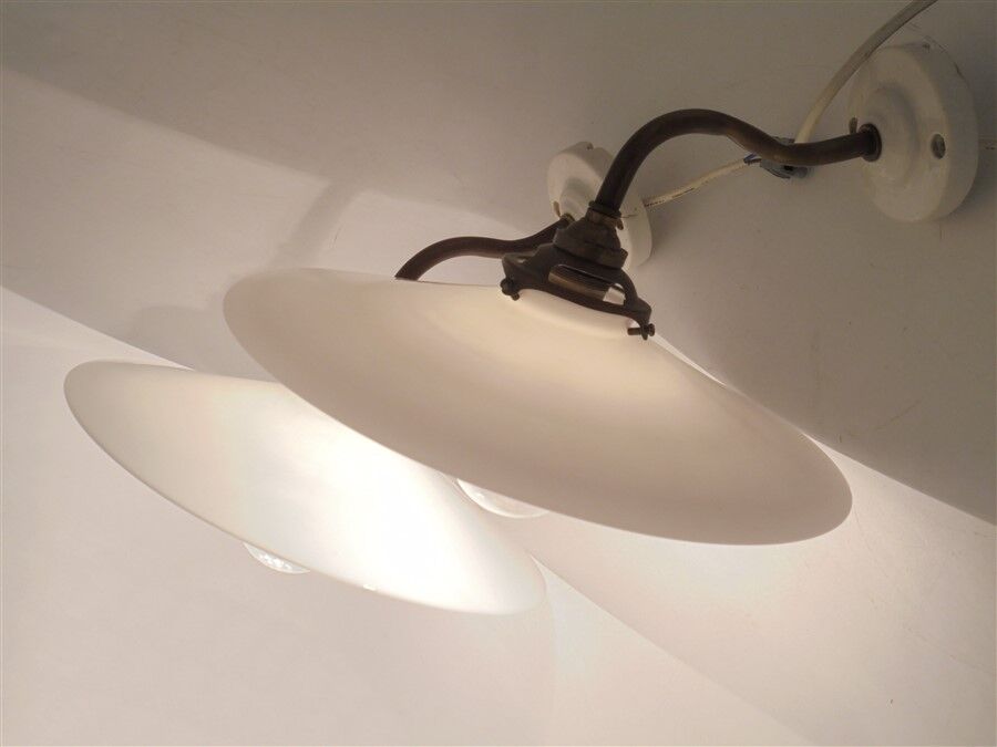 Pair of opaline wall lamps