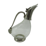 Carafe à décanter verre et métal argenté forme canard