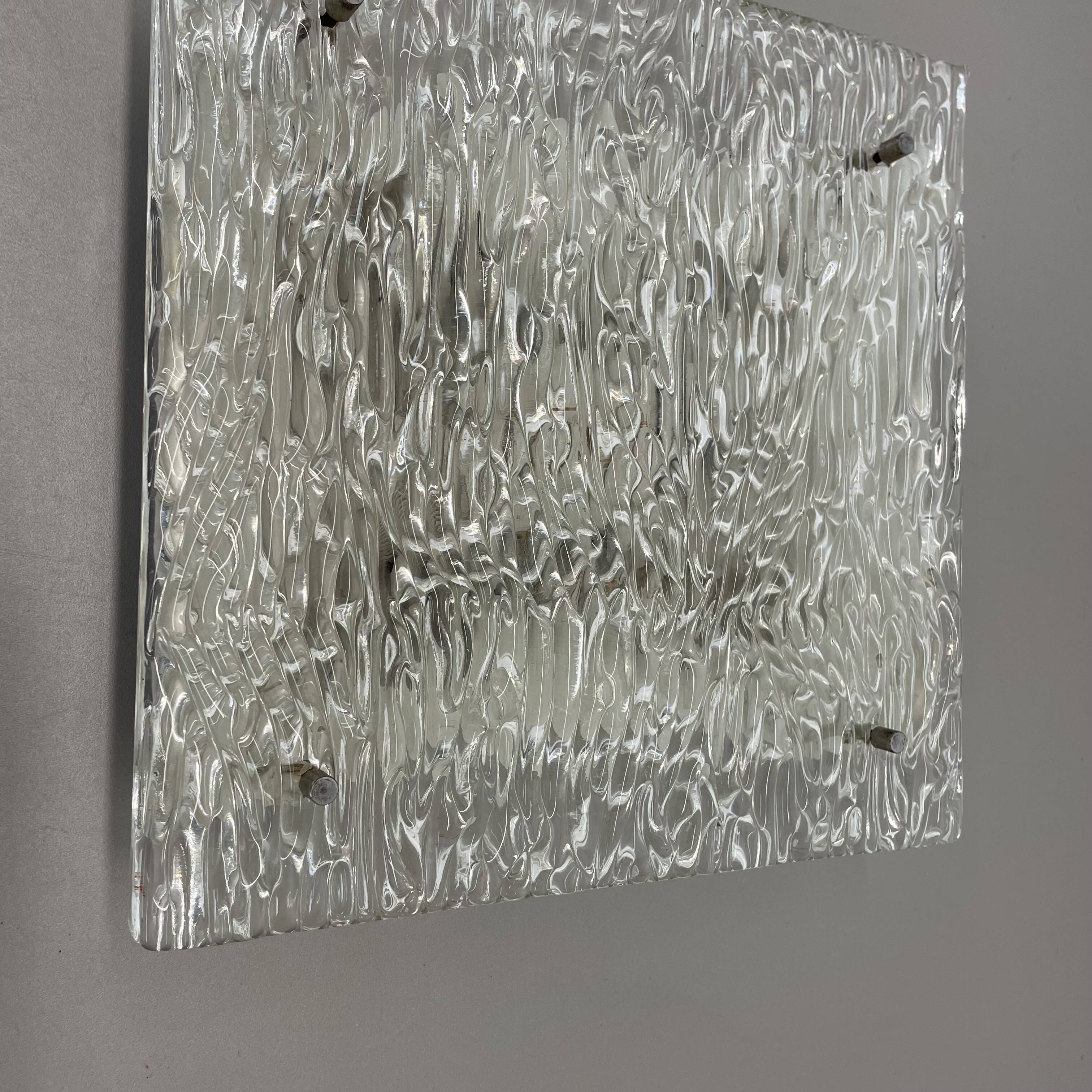 Large organic Hollywood Regency Ice Glass Wall Light Made by Kalmar Lights