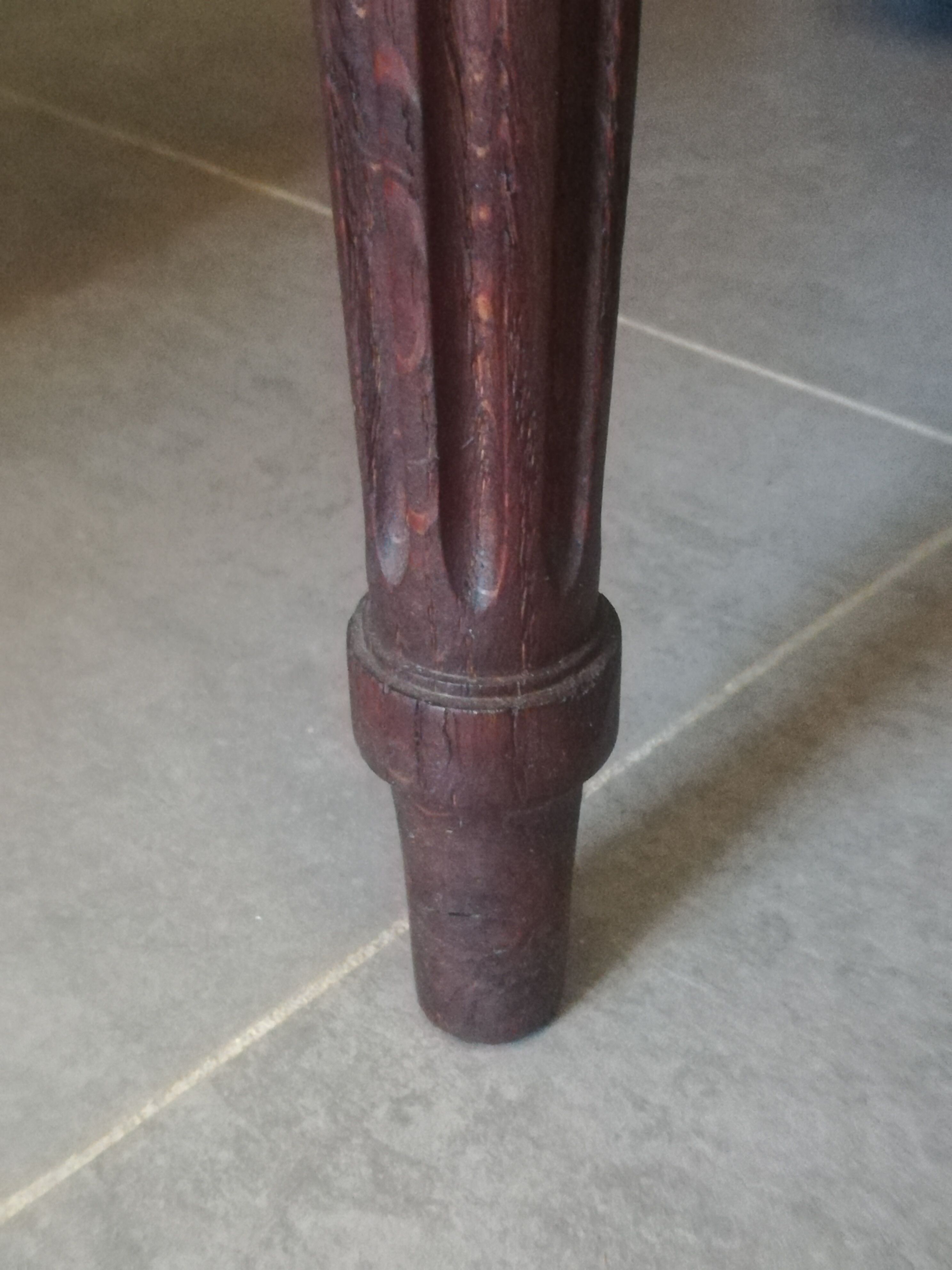 Louis XVI style console table in oak and leather