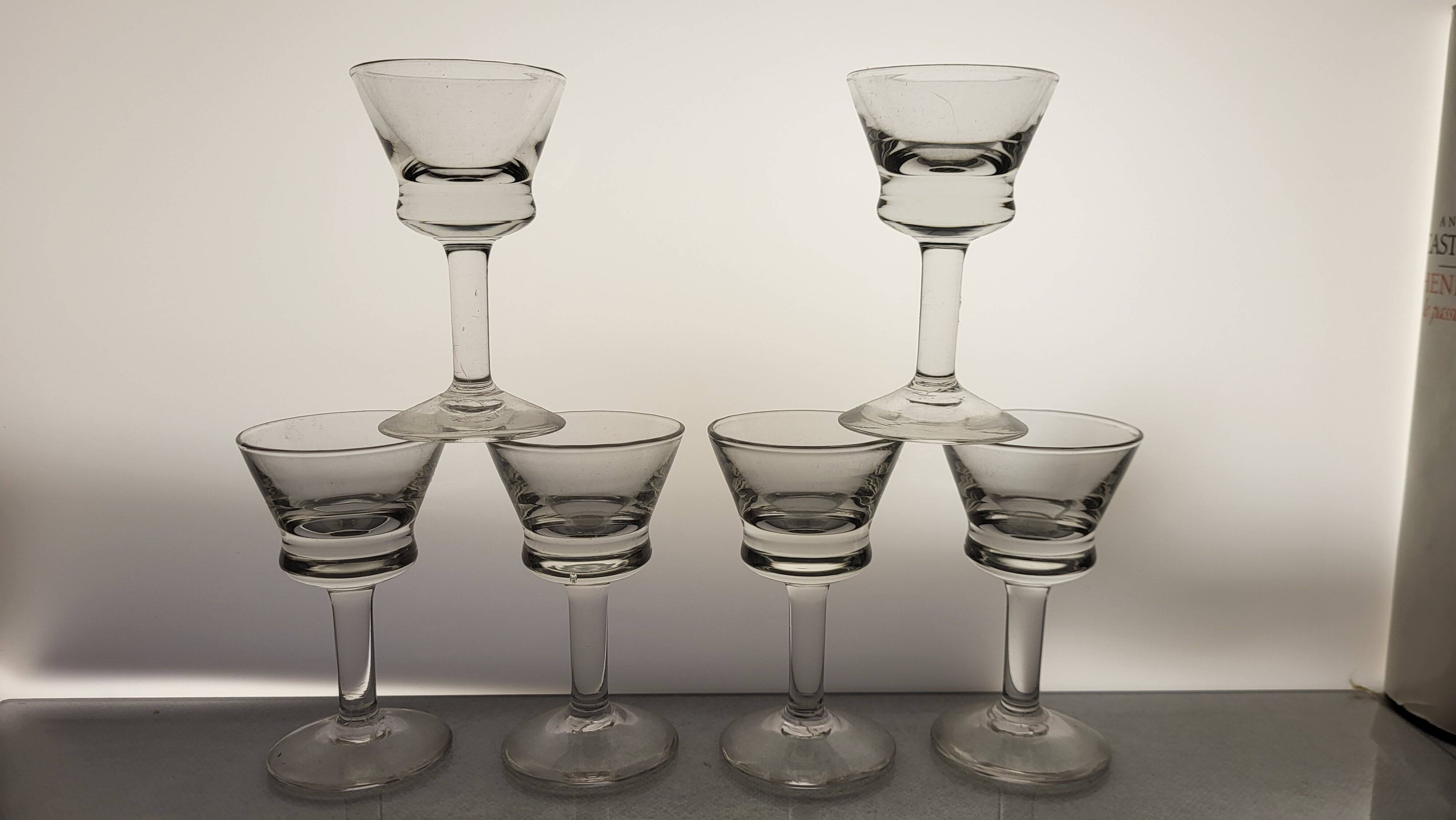 6 bistro liqueur glasses 1920s-30s