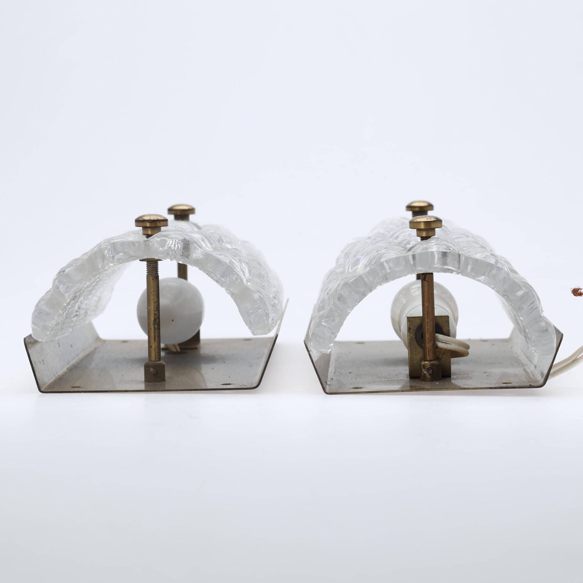 Glass wall lamp by Carl Fagerlund for Orrefors Sweden 1960s set of 2