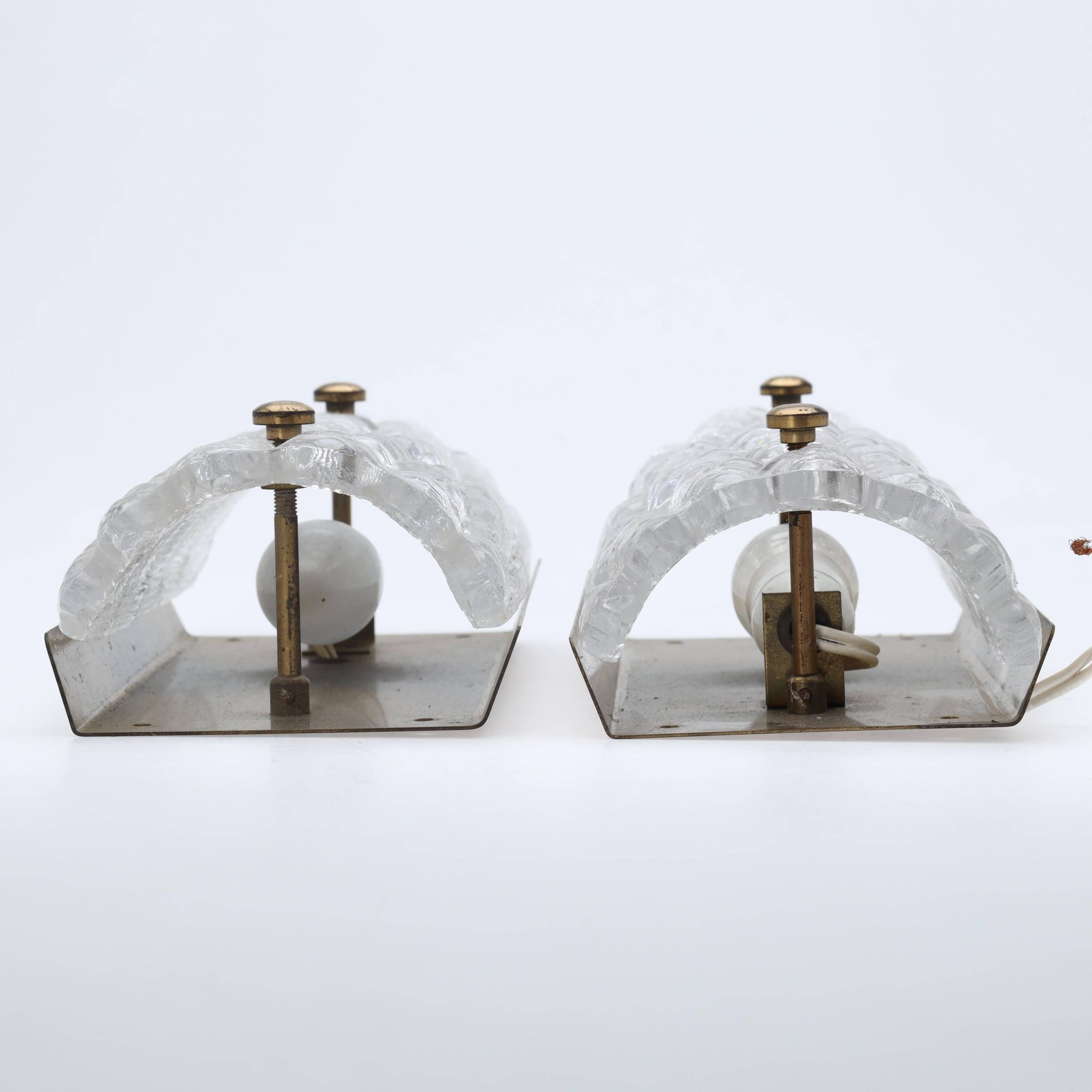 Glass wall lamp by Carl Fagerlund for Orrefors Sweden 1960s set of 2