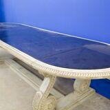 Table 40 years, surface mirroitante, structure in painted wood.