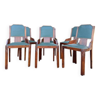 Suite de six chaises en acajou époque art déco