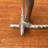 Brutalist sculptural cast aluminium candlestick Danish