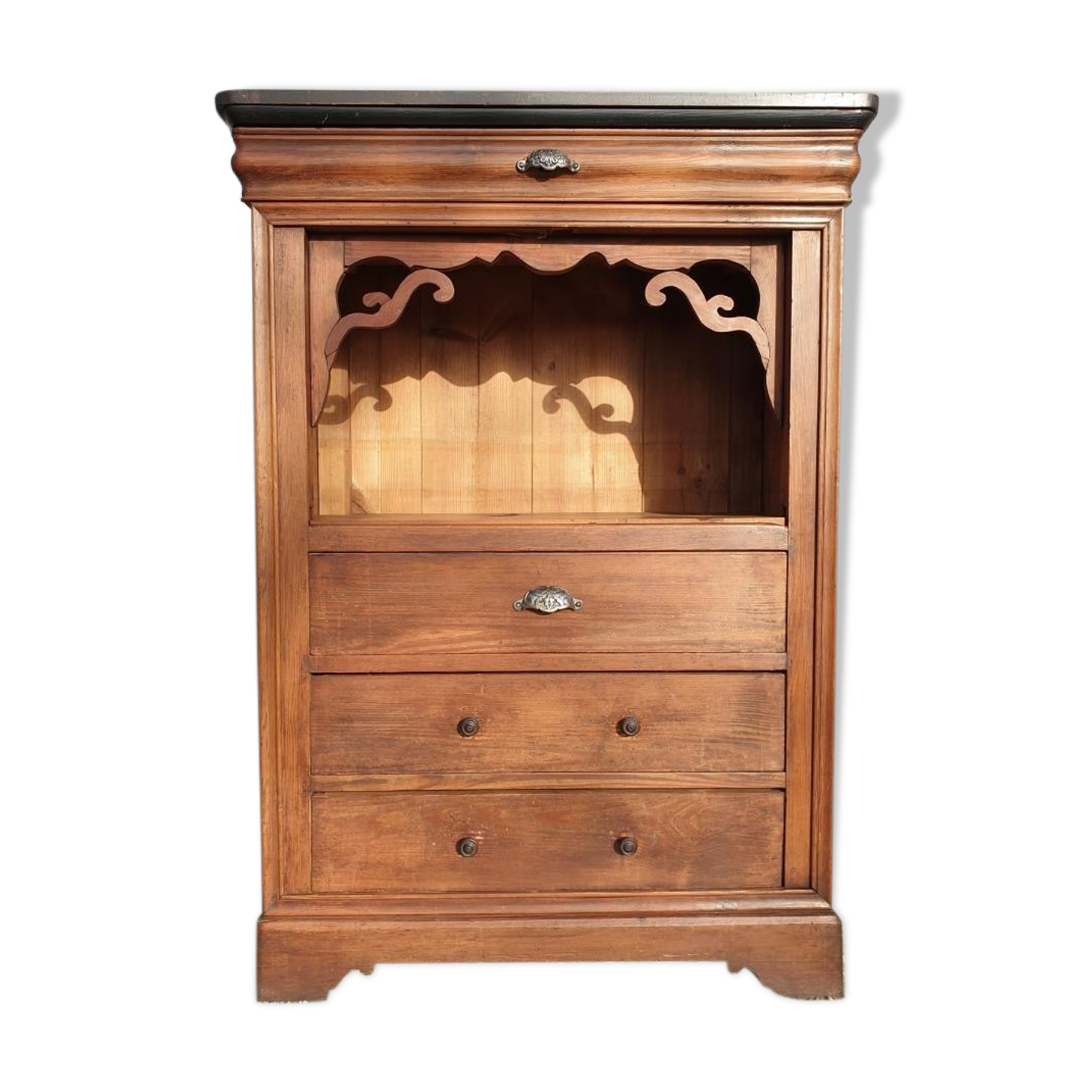 High chest of drawers furniture XIXth with niche