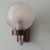 Mid-century wall lamp, teak and glass, Belgium 1960-1970