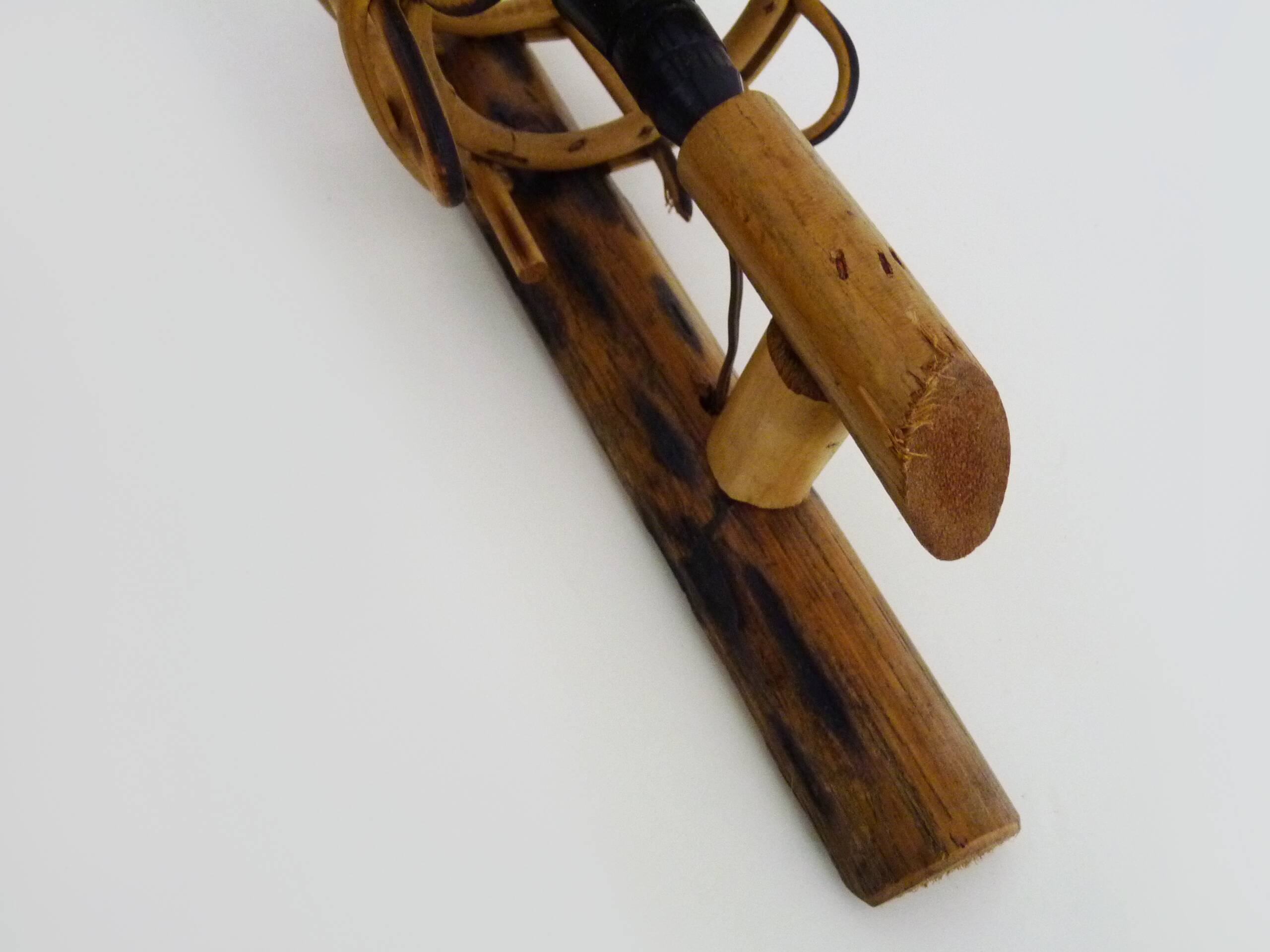 Pair of rattan bamboo lantern wall lights. 1950s-1960s