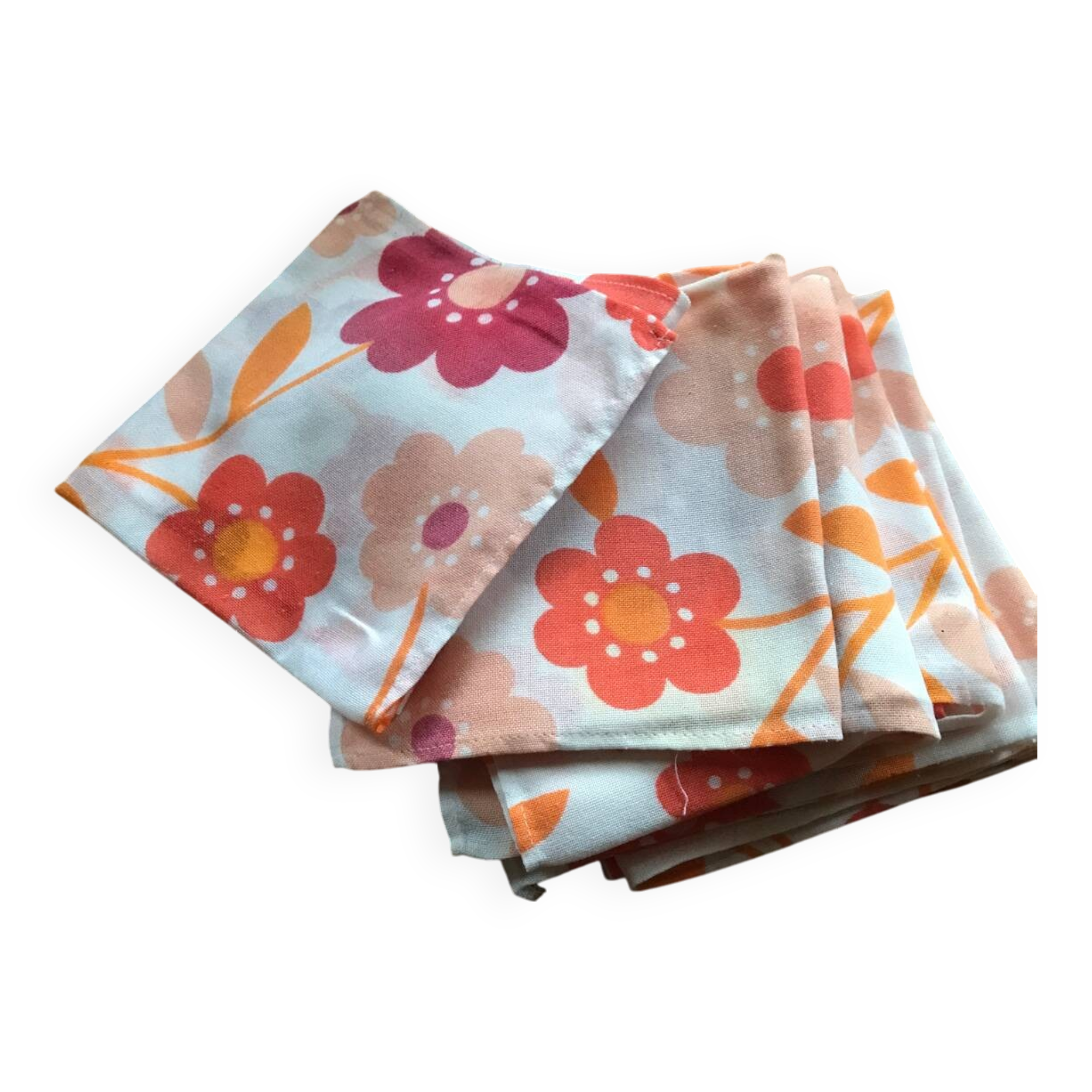 Set of vintage seventies orange napkins