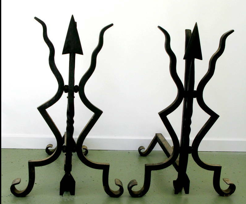Pair of chenets wrought iron