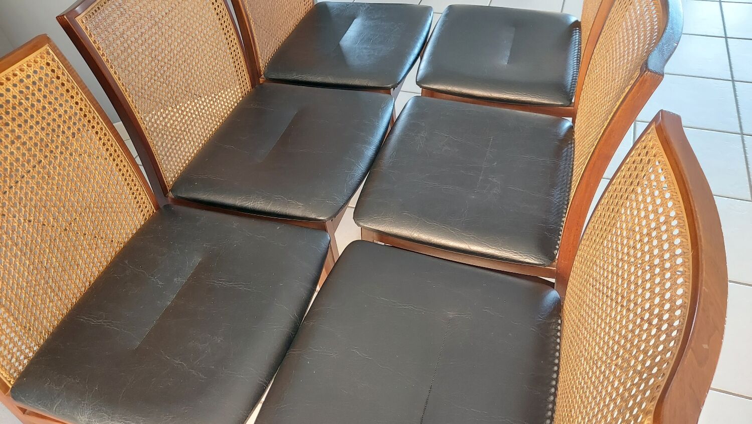 Suite of 6 vintage Scandinavian teak chairs 1970