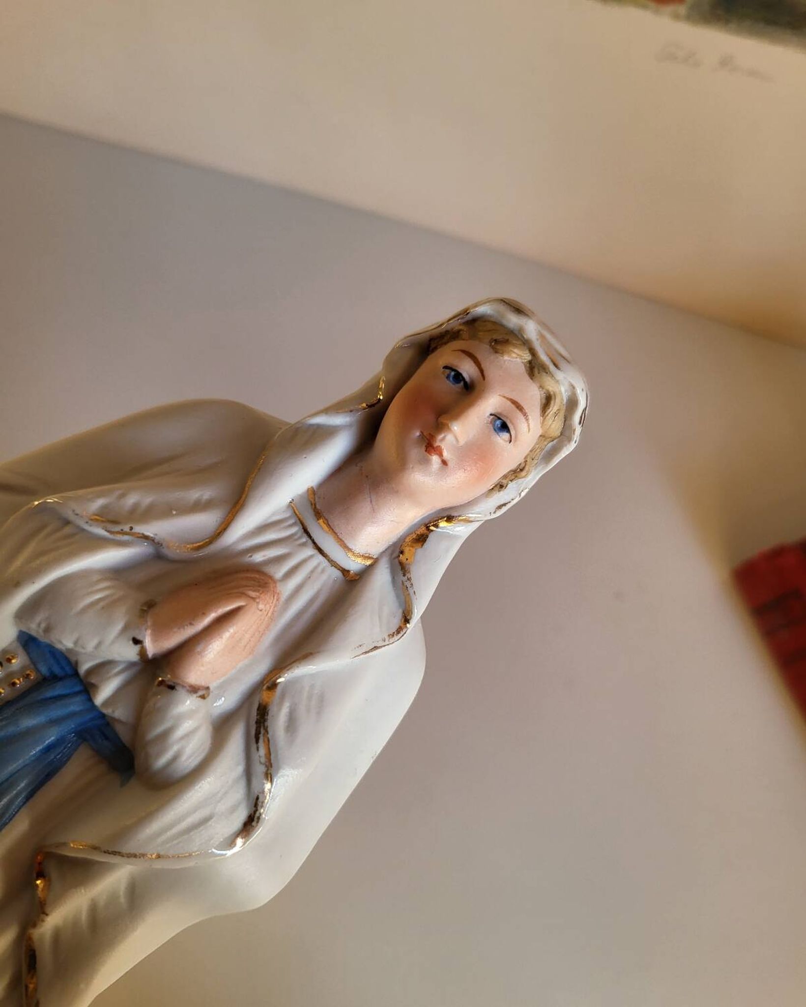 Religious Statuette of Our Lady of Lourdes, Saint Virgin Mary