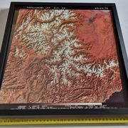 Framed Landsat 1975 satellite photograph, 42 cm