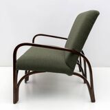 Ensemble Art Déco italien Bouclè vert composé de deux fauteuils et d'un petit canapé, années 1930