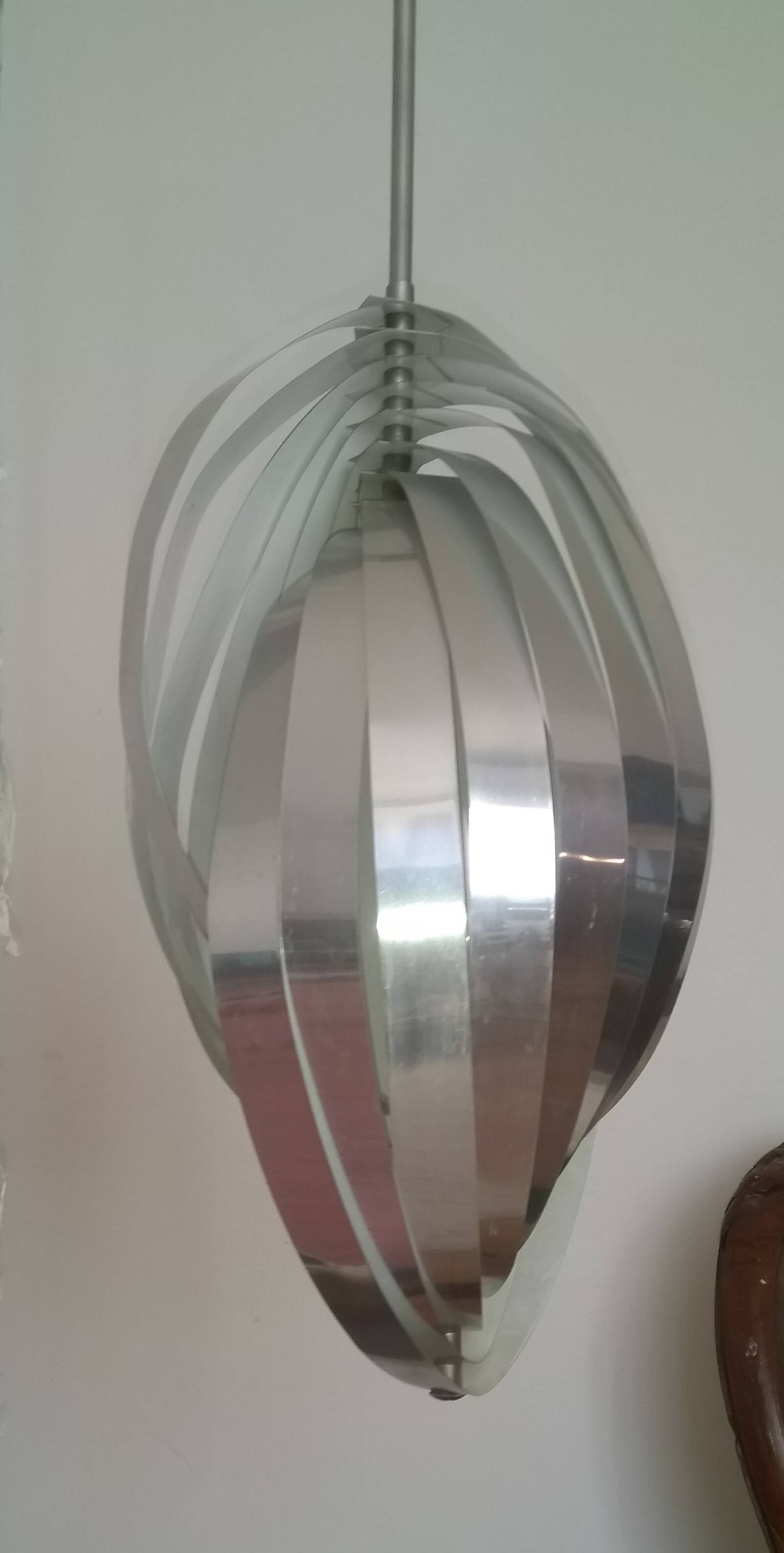 Suspension lustre spiral Henry Mathieu 1970 Space age helicoidal