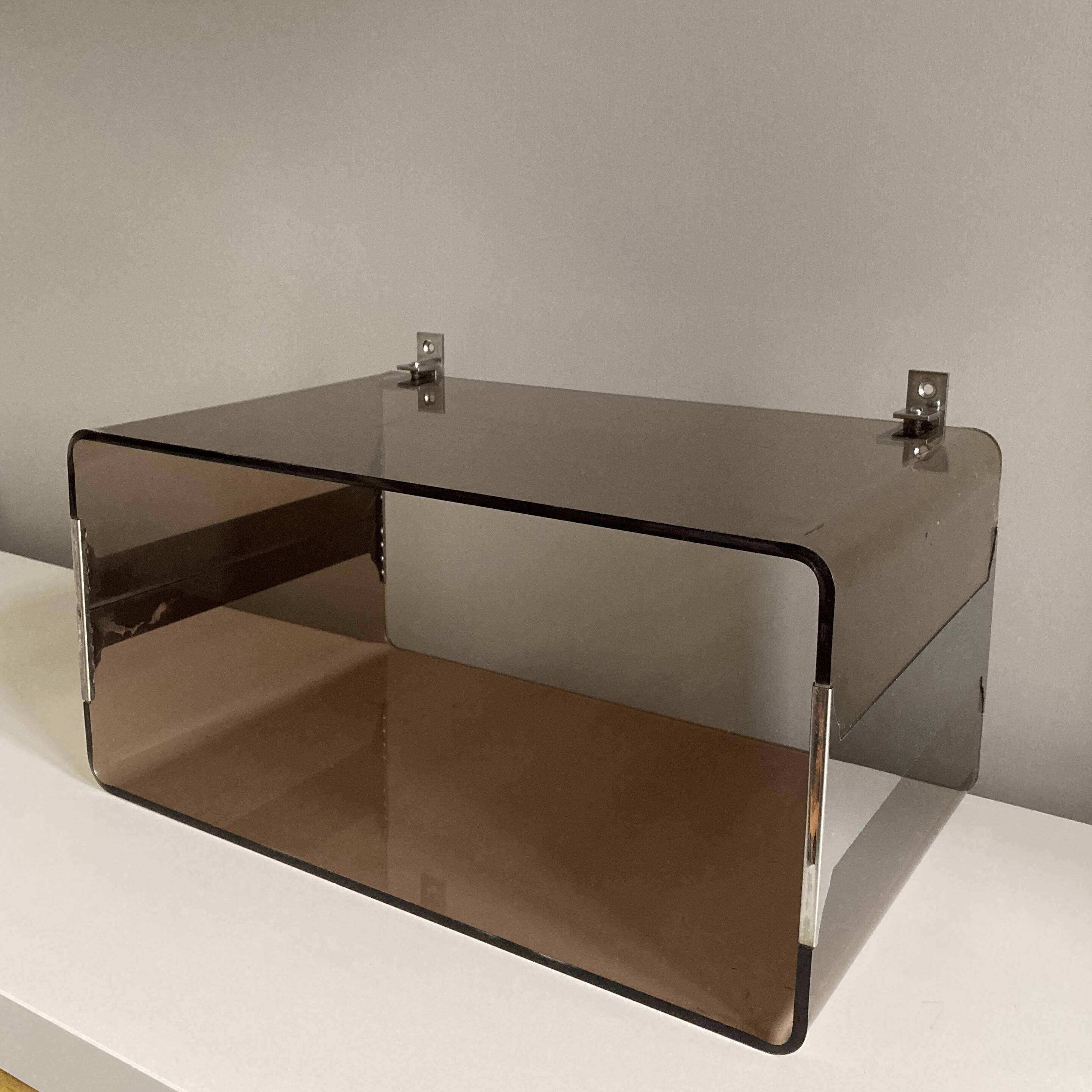 M. Dumas plexiglass and chrome shelf locker