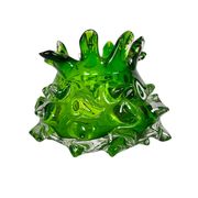 Vase à boutons en verre transparent et vert par Jan Beranek, République tchèque