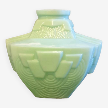 Green opaline art deco vase