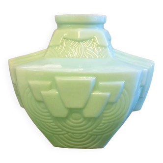 Green opaline art deco vase