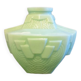 Vase art déco opaline verte