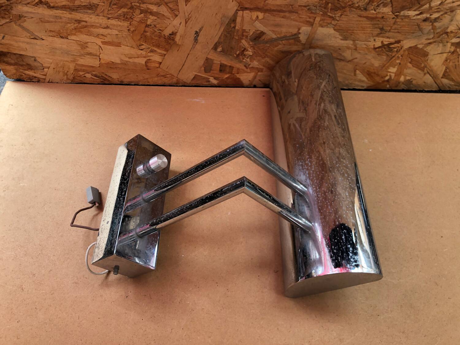 Old Mauro Marzollo Style TVE Wall Lamp Chromed Metal Milano Vintage