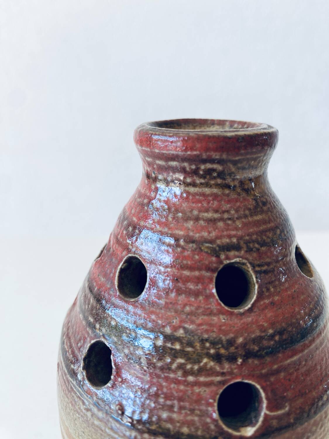 Stoneware flower spike vase signed Chouzet