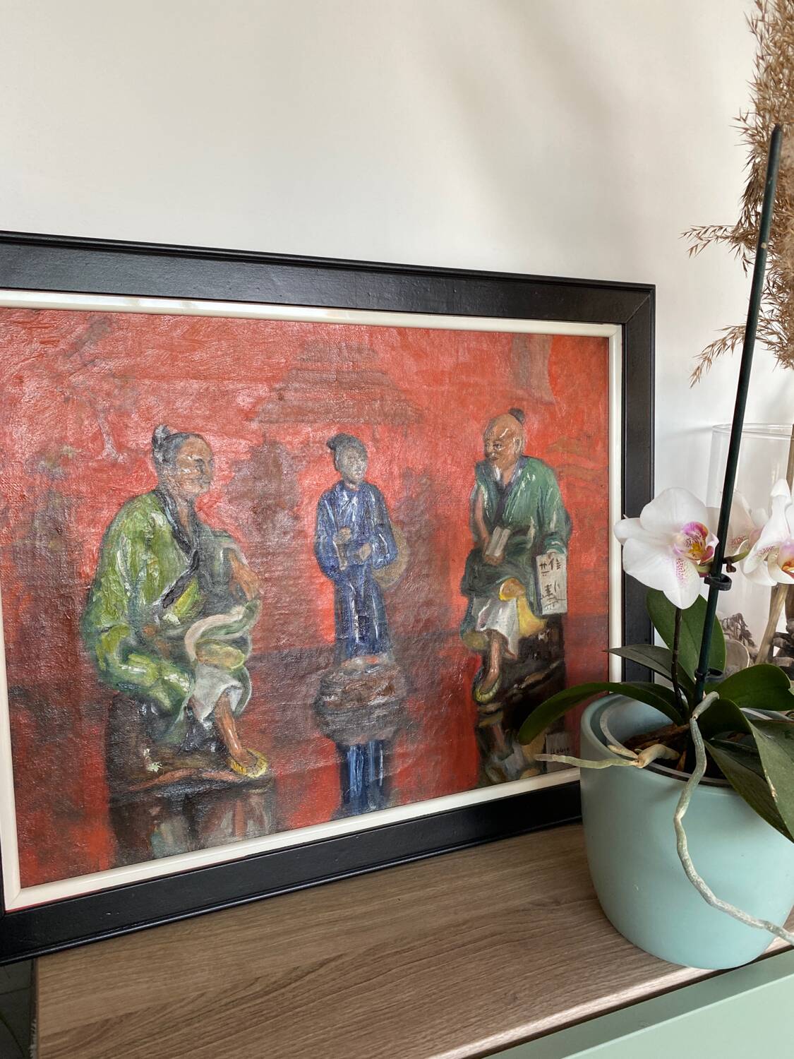 Oil on canvas Asian family