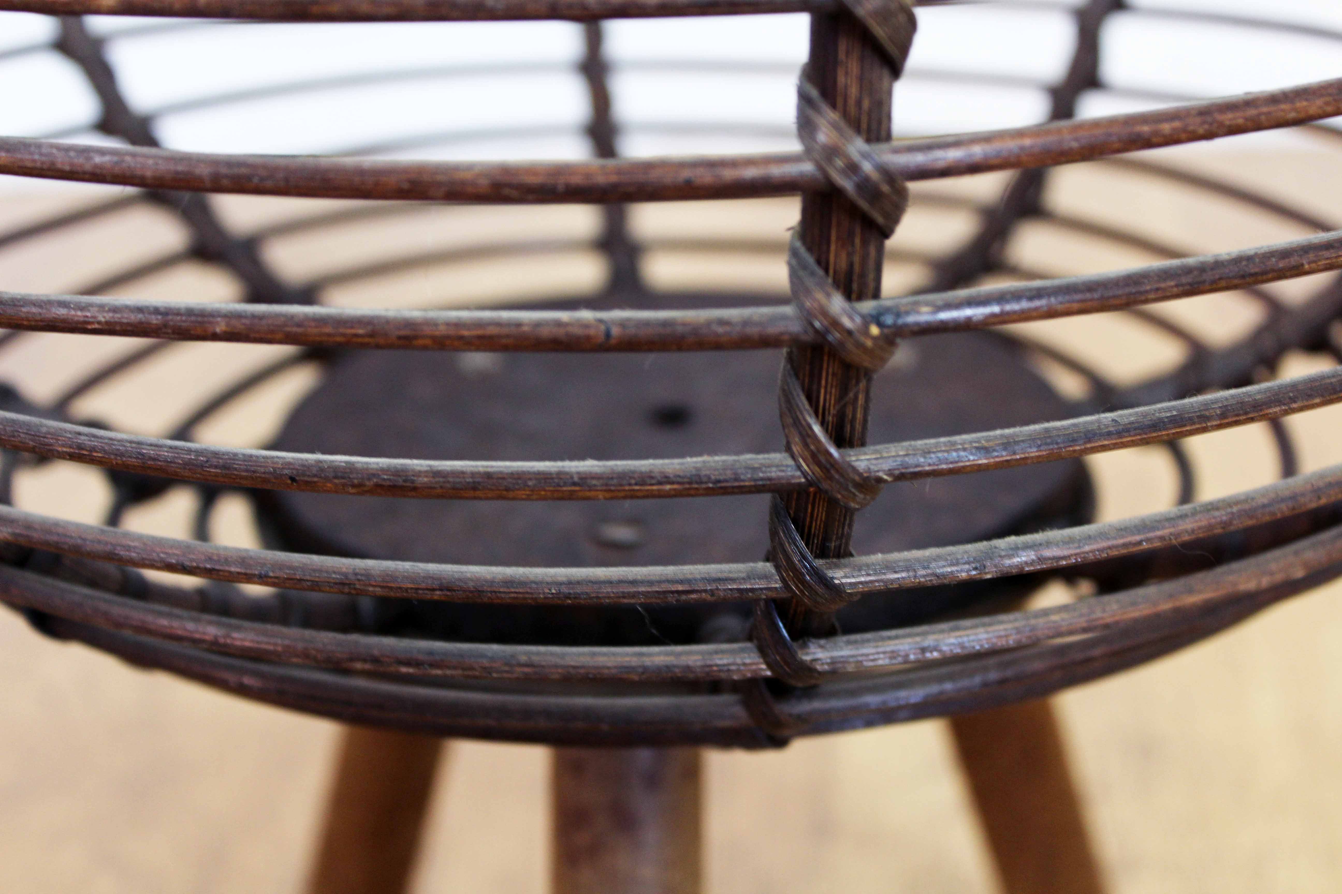 Panier à laine vintage en rotin