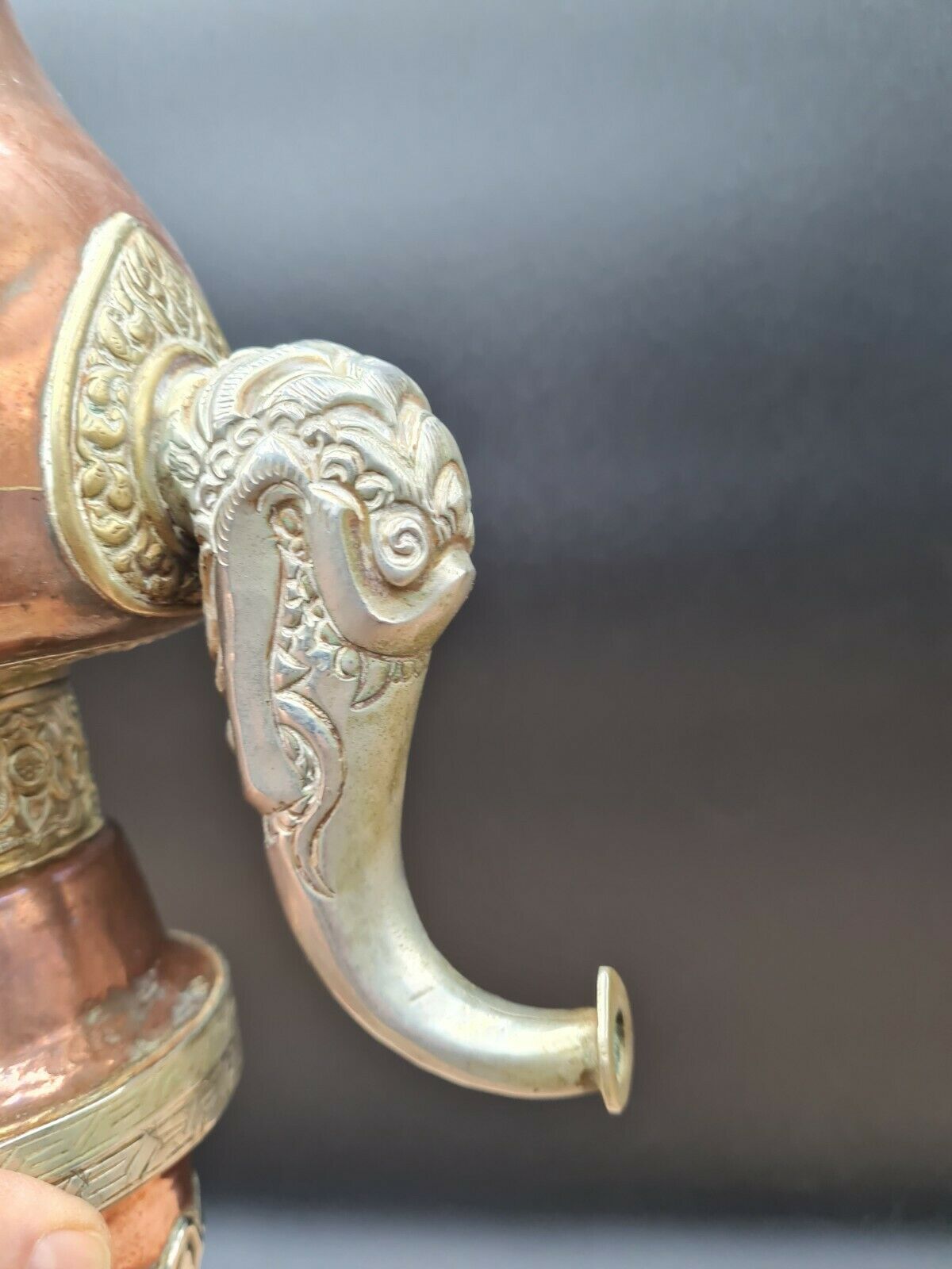 Tibetan ceremonial copper teapot aftaba dragon ewer