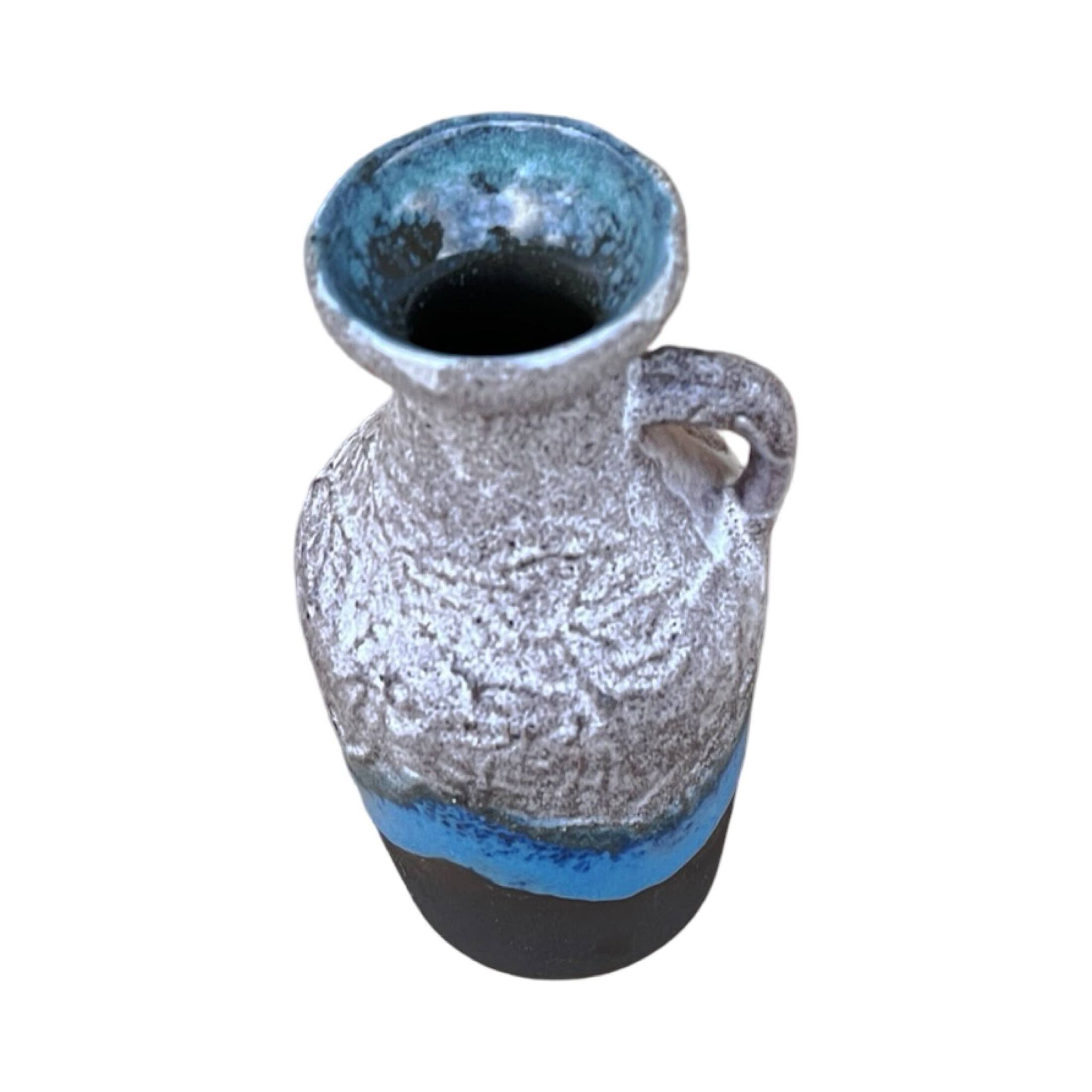 Ceramic vase with handle, fat lava, Strehla Keramik, Germany, 1970s.