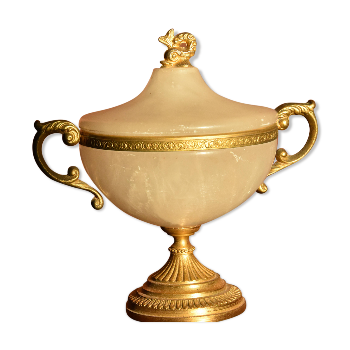 Alabaster and brass bonbonnière