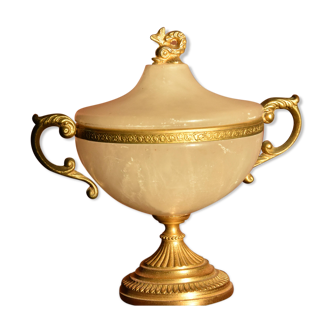 Alabaster and brass bonbonnière