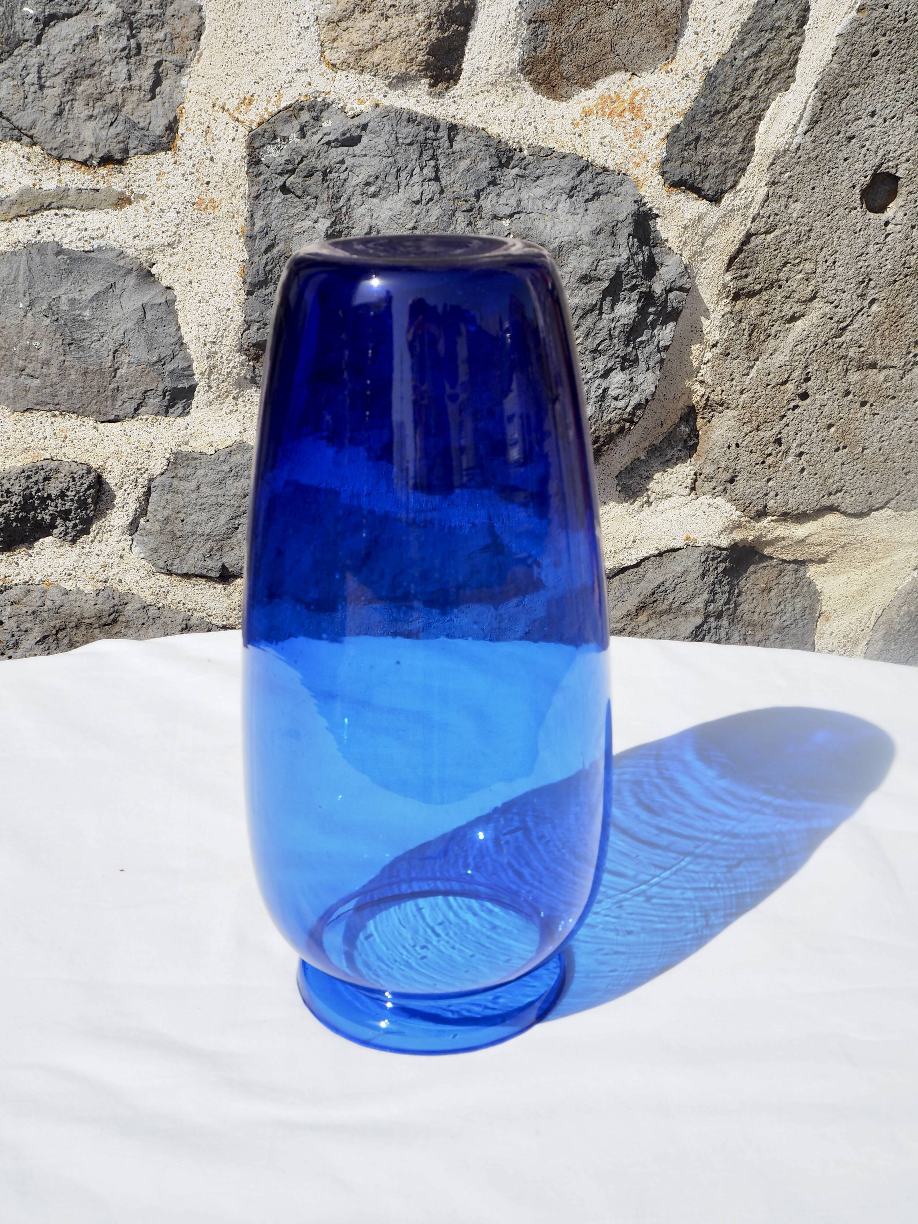 Blue glass vase