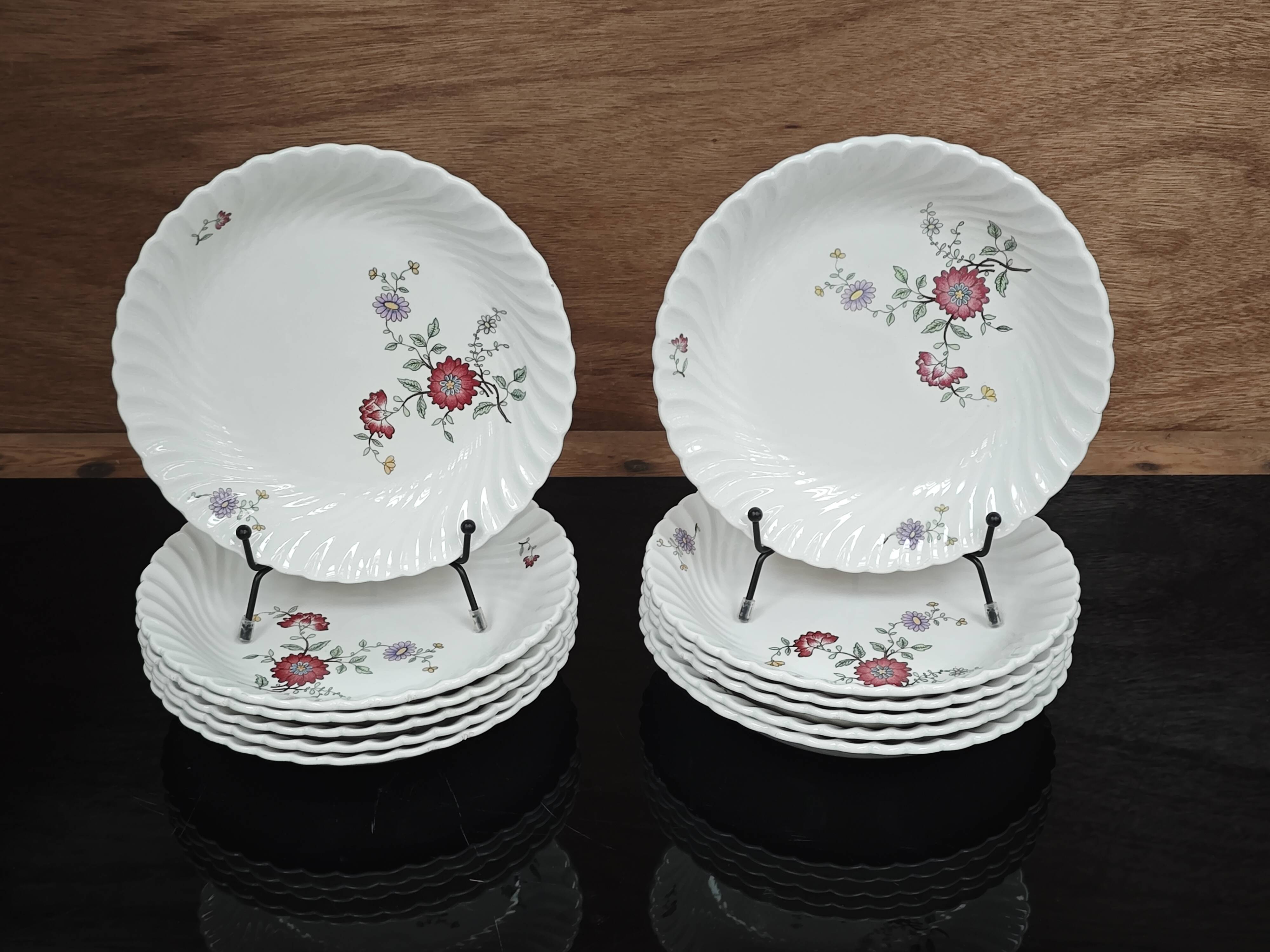 Set of 6 deep plates KG Lunéville Service Fleurs des Indes