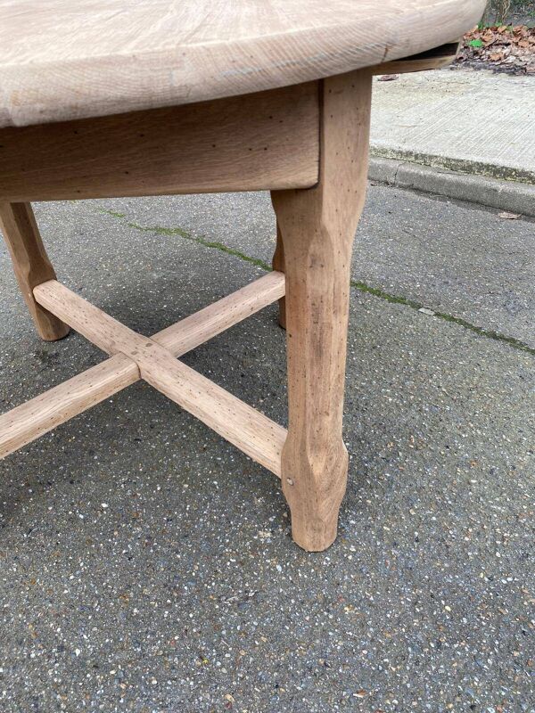 Table à manger de ferme ronde extensible rénovée en chêne massif 110-155cm